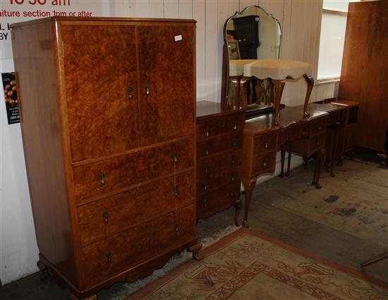 A Seven piece walnut bedroom suite